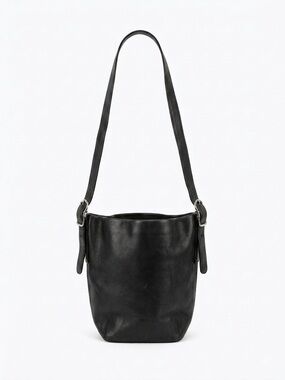 Vintage Coach Black Leather Soho Bucket Bag Crossbody 9186 Silver